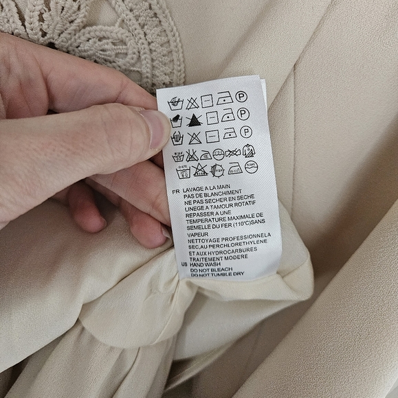 Self-Portrait Beige Tailored Crepe Lace Detail Midi Dress US Size 6 - Picture 9 of 15